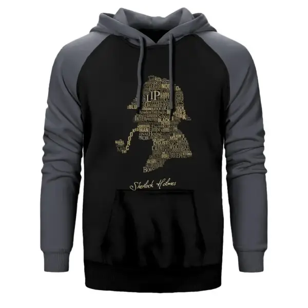 Sherlock Holmes The Canon Hoodie, Double Color Raglan Sleeve Gray Sweatshirt