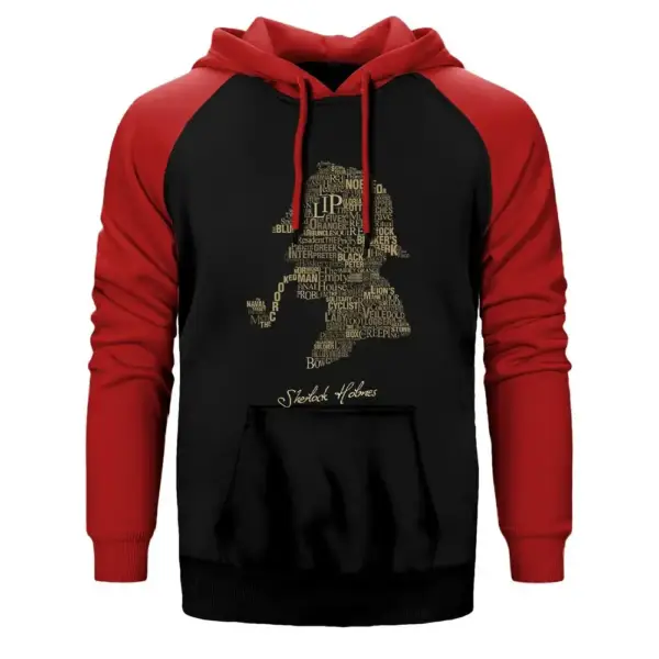Sherlock Holmes The Canon Hoodie, Double Color Raglan Sleeve Red Sweatshirt