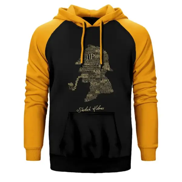 Sherlock Holmes The Canon Hoodie, Double Color Raglan Sleeve Yellow Sweatshirt