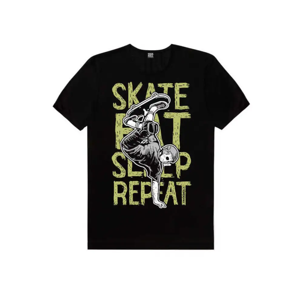 Skateboarder Short Sleeve Men's Black T-shirt
