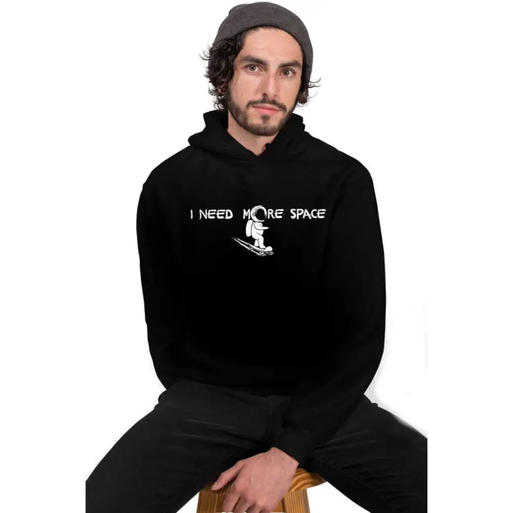 Skateboarding in Space Men's Black Hoodie Sweatshirt