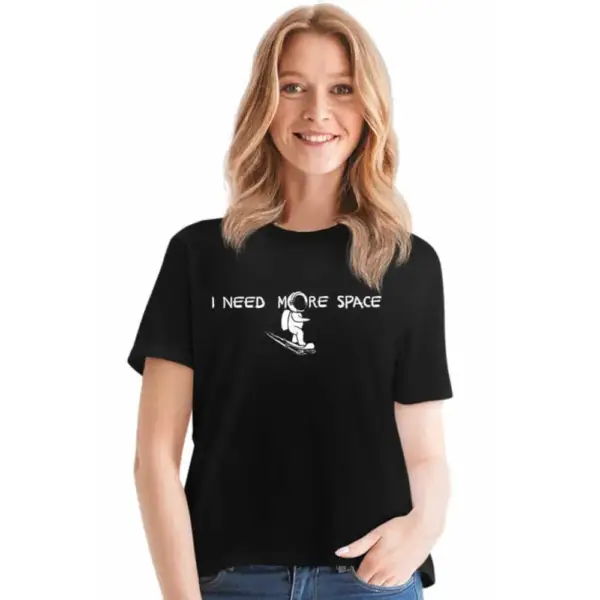 Skateboarding in Space Short Sleeve Women's Black T-shirt