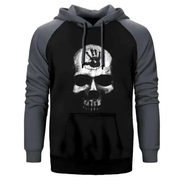 Skyrim Dark Brotherhood Hoodie, Double Color Raglan Sleeve Gray Sweatshirt