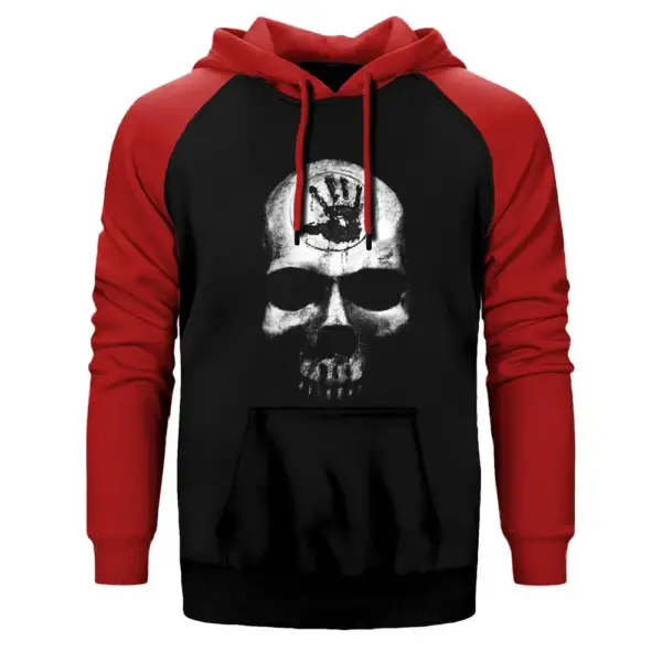 Skyrim Dark Brotherhood Hoodie, Double Color Raglan Sleeve Red Sweatshirt
