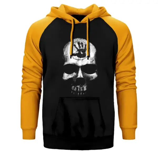 Skyrim Dark Brotherhood Hoodie, Double Color Raglan Sleeve Yellow Sweatshirt