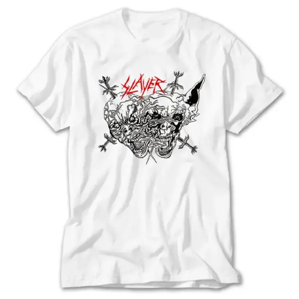 Slayer Cartoon Skull White T-Shirt