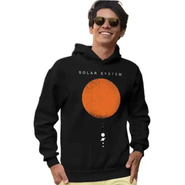 Solar System Thick Men's Black Sweatshirt with Hoodie
