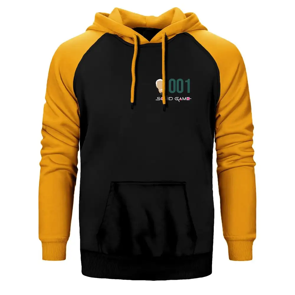 Squid Game Gamer 001 Double Color Raglan Sleeve Yellow Hoodie Sweatshirt