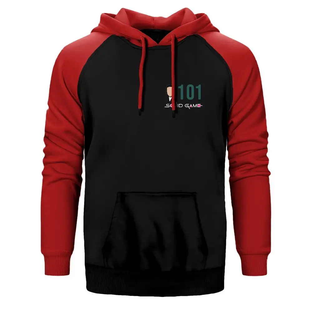 Squid Game Gamer 101 Double Color Raglan Sleeve Red Hoodie Sweatshirt