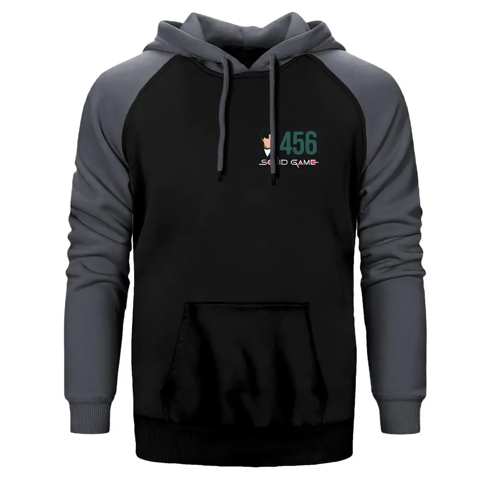 Squid Game Gamer 456 Double Color Raglan Sleeve Grey Hoodie Sweatshirt
