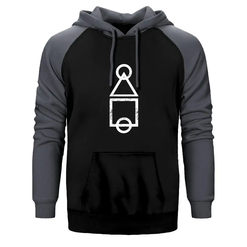 Squid Game Keys Double Color Raglan Sleeve Grey Hoodie Sweatshirt