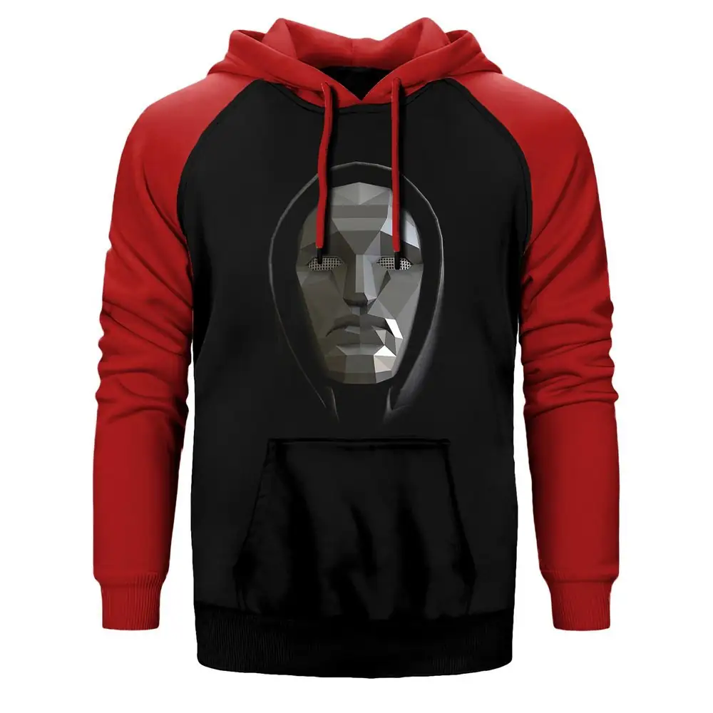 Squid Game Manager Double Color Raglan Sleeve Red Hoodie Sweatshirt