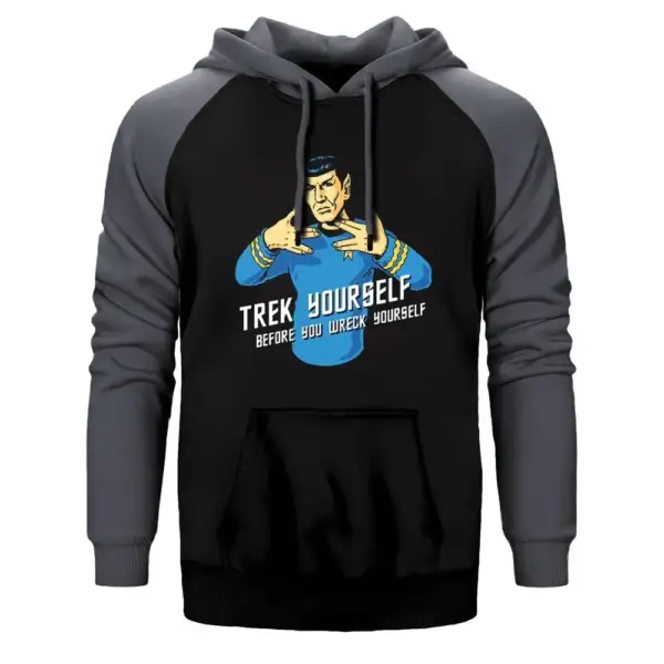 Star Trek - Trek Yourself Hoodie, Double Color Raglan Sleeve Gray Sweatshirt