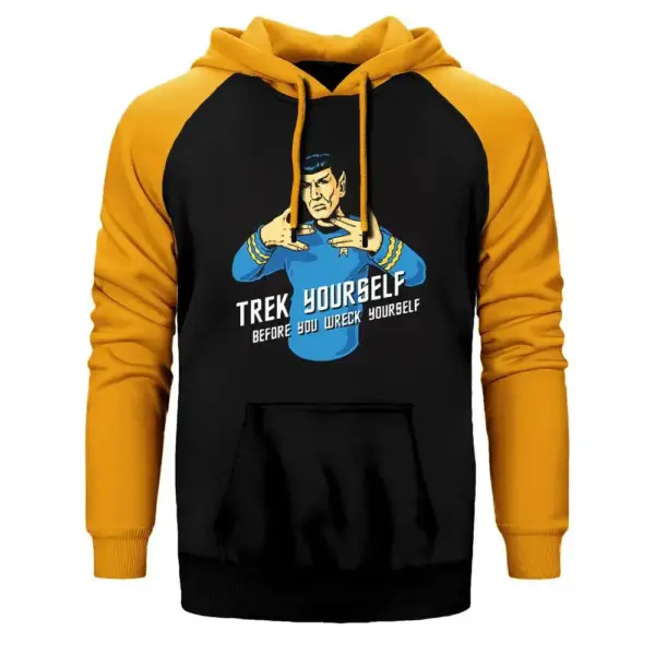 Star Trek - Trek Yourself Hoodie, Double Color Raglan Sleeve Yellow Sweatshirt