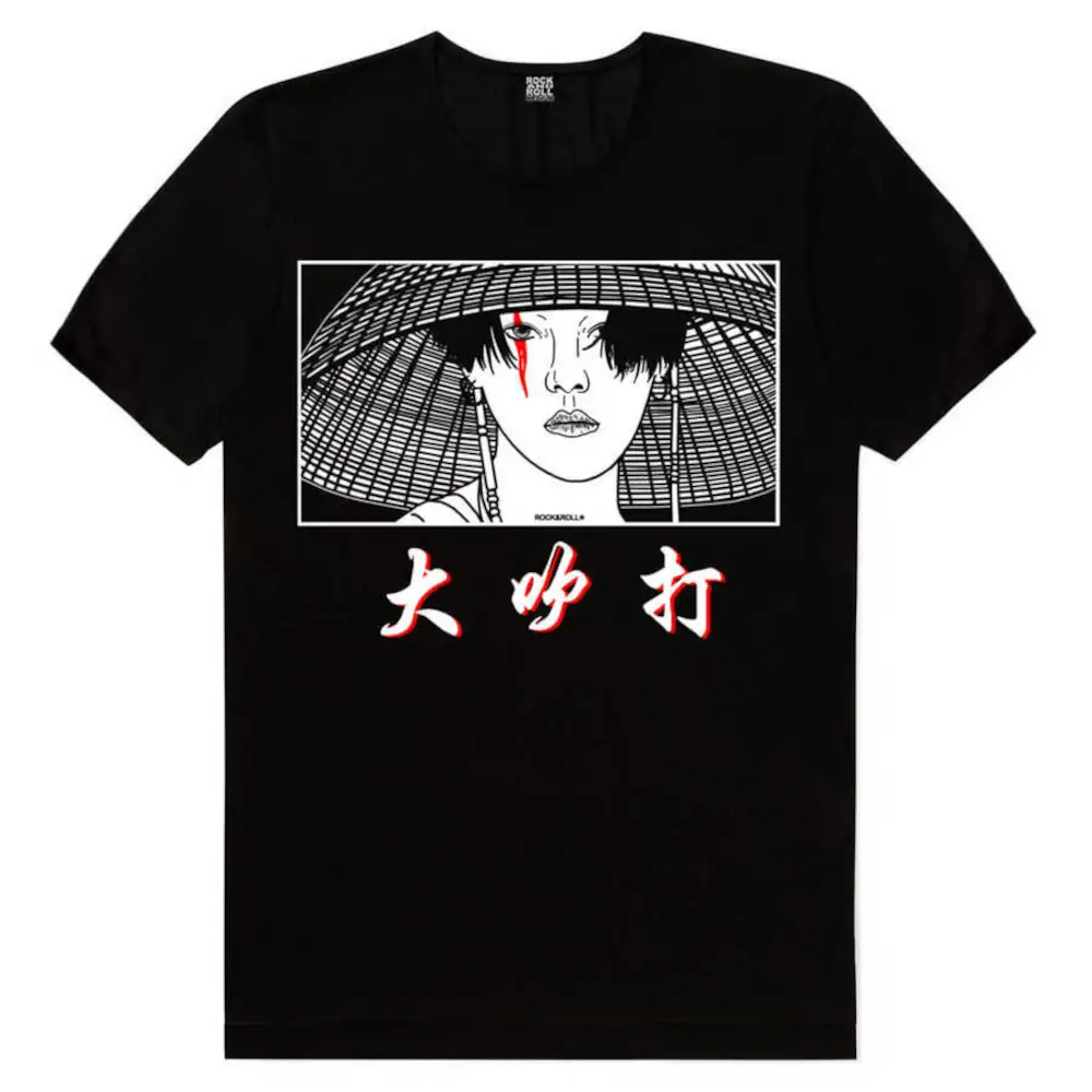 Straw Hat Girl Black Short Sleeve Men's T-shirt