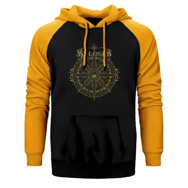 Sylosis Hoodie, Double Color Raglan Sleeve Yellow Sweatshirt