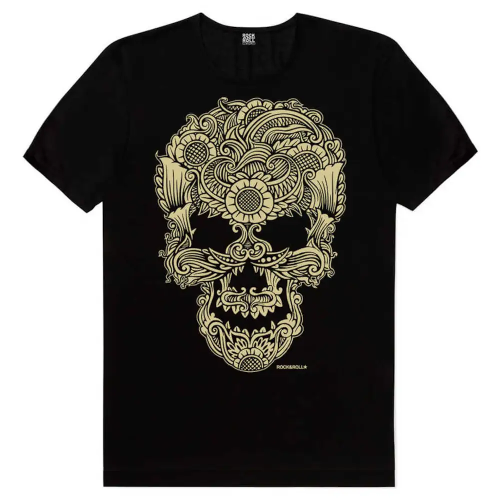 Tattoo Skull Short Sleeve Men's Black T-shirt