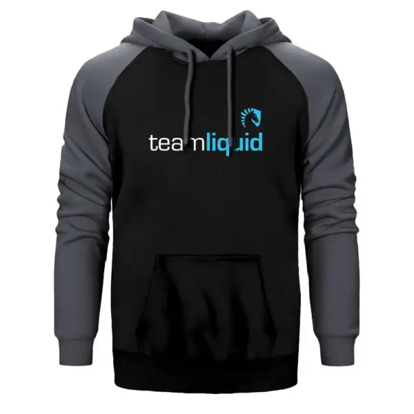 Team Liquid Hoodie, Double Color Raglan Sleeve Gray Sweatshirt