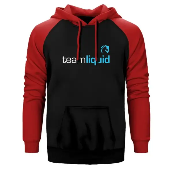 Team Liquid Hoodie, Double Color Raglan Sleeve Red Sweatshirt