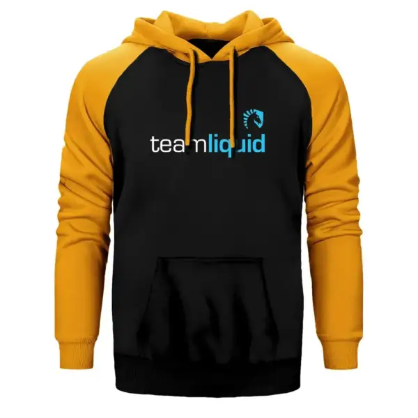 Team Liquid Hoodie, Double Color Raglan Sleeve Yellow Sweatshirt