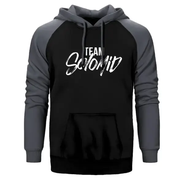 Team Solomid Brush Hoodie, Double Color Raglan Sleeve Gray Sweatshirt
