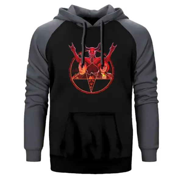 Tenacious D Beelzeboss Hoodie, Double Color Raglan Sleeve Gray Sweatshirt