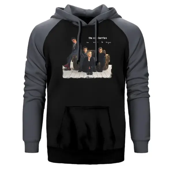 The Cranberries Group Hoodie, Double Color Raglan Sleeve Gray Sweatshirt