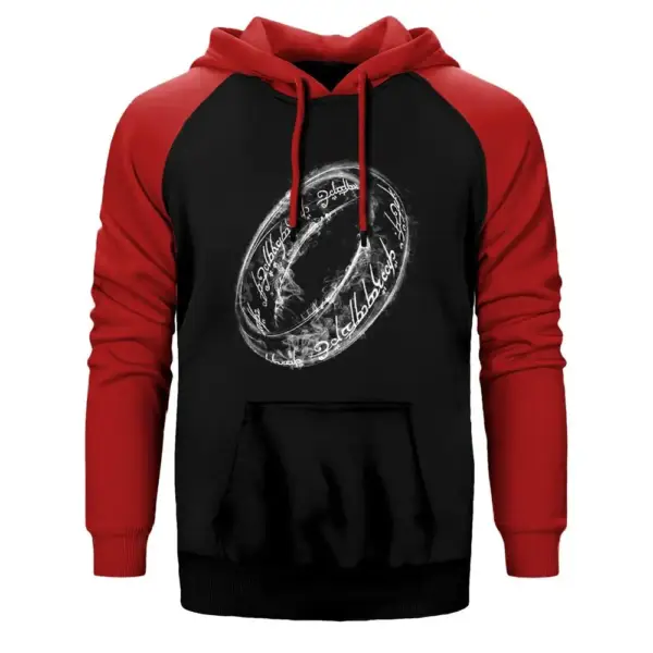 The Lord of the Rings Hoodie, Double Color Raglan Sleeve Red Sweatshirt