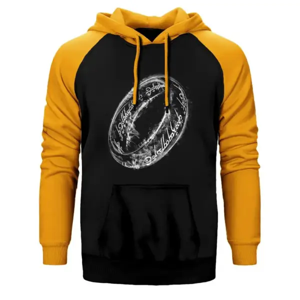 The Lord of the Rings Hoodie, Double Color Raglan Sleeve Yellow Sweatshirt