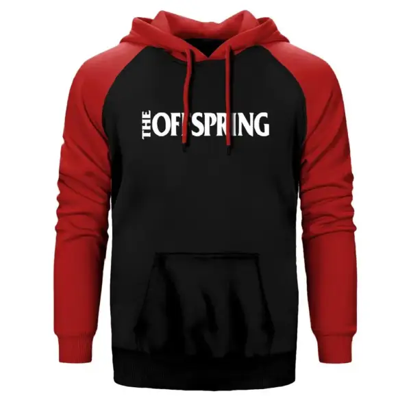 The Offspring Hoodie, Double Color Raglan Sleeve Red Sweatshirt