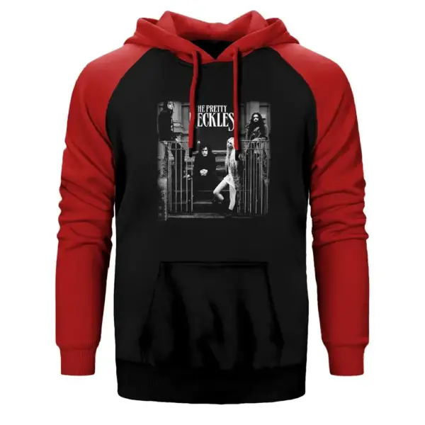 The Pretty Reckless Hoodie, Double Color Raglan Sleeve Red Sweatshirt