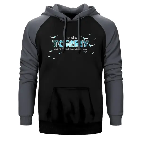 The Who Tommy Hoodie, Double Color Raglan Sleeve Gray Sweatshirt