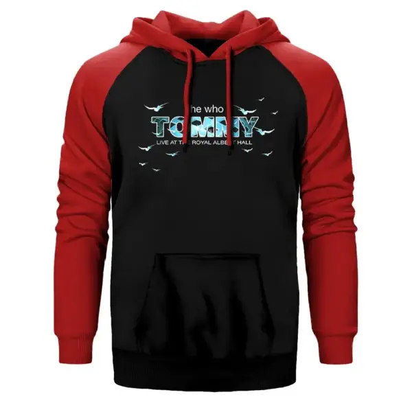 The Who Tommy Hoodie, Double Color Raglan Sleeve Red Sweatshirt