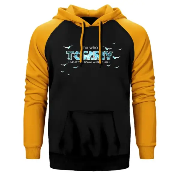 The Who Tommy Hoodie, Double Color Raglan Sleeve Yellow Sweatshirt