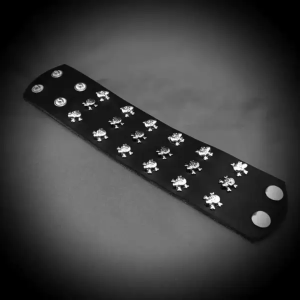 Three Rows Spike Genuine Leather Bracelet - Image 2