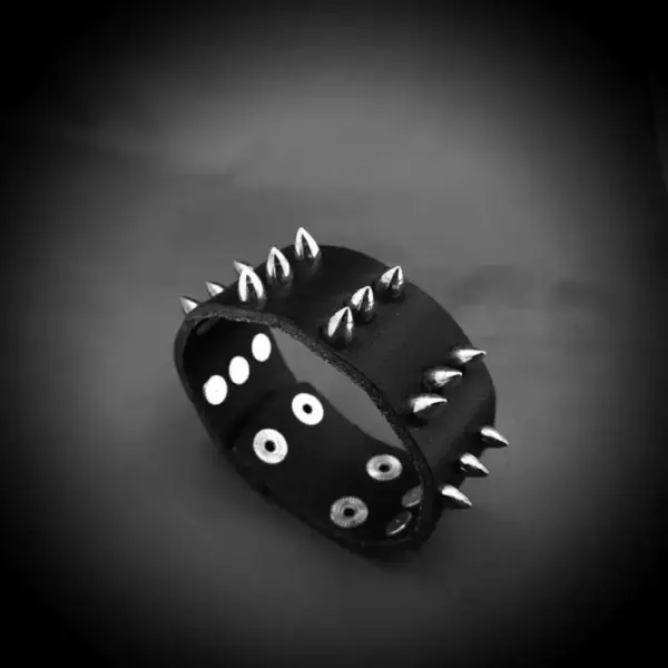 Three Rows Spike Genuine Leather Bracelet