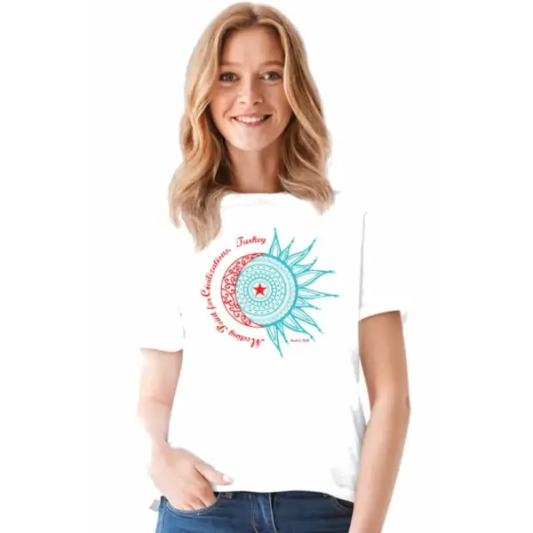 Turkey Moon & Star Short Sleeve Women's White T-shirt