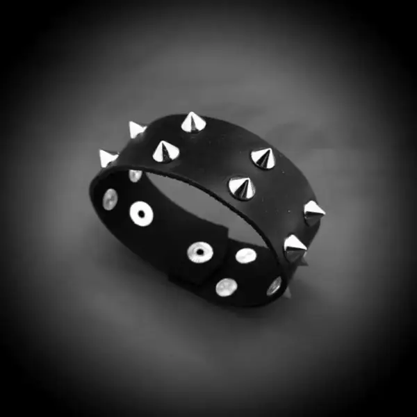 Two Rows Spike Genuine Leather Bracelet