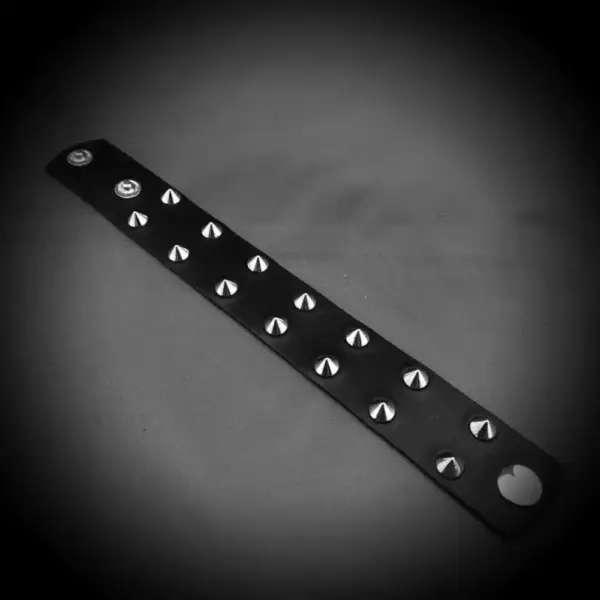 Two Rows Spike Genuine Leather Bracelet - Image 2