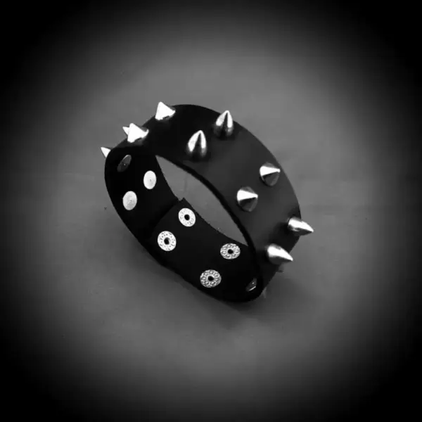 Two Rows Spike Genuine Leather Bracelet