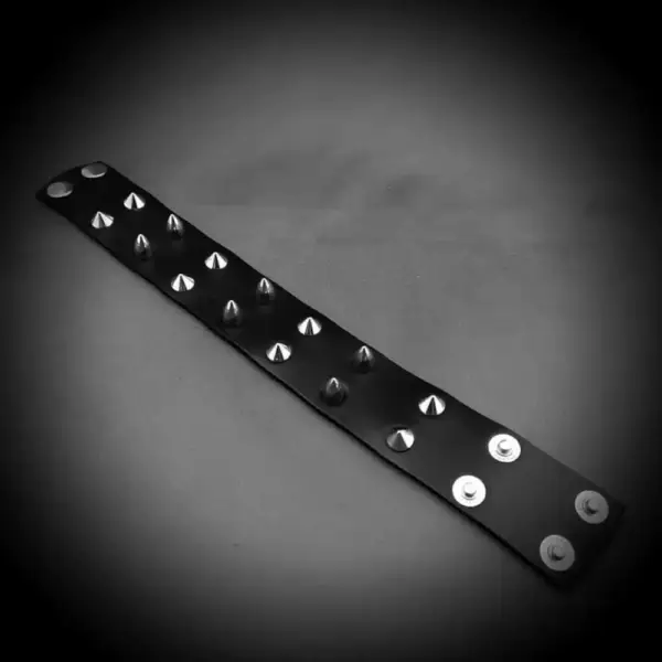 Two Rows Spike Genuine Leather Bracelet - Image 2