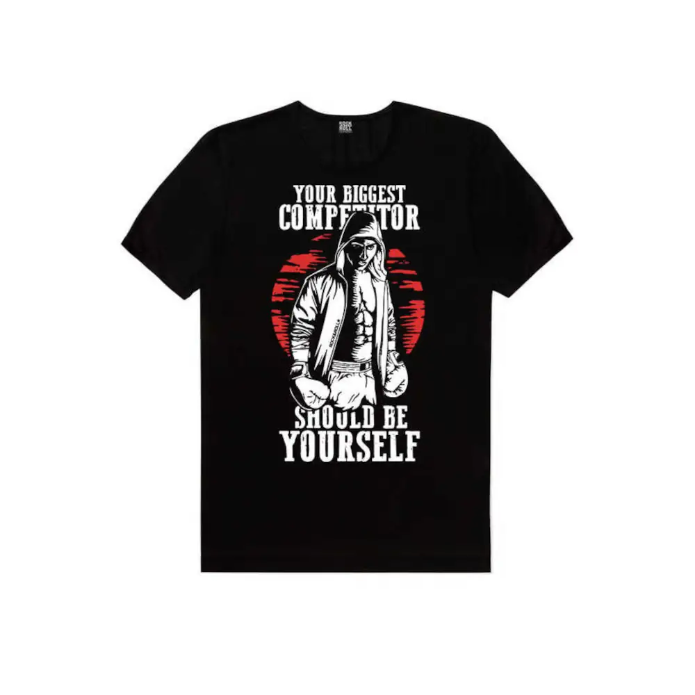 Unbeatable Boxer Short Sleeve Men's Black T-shirt