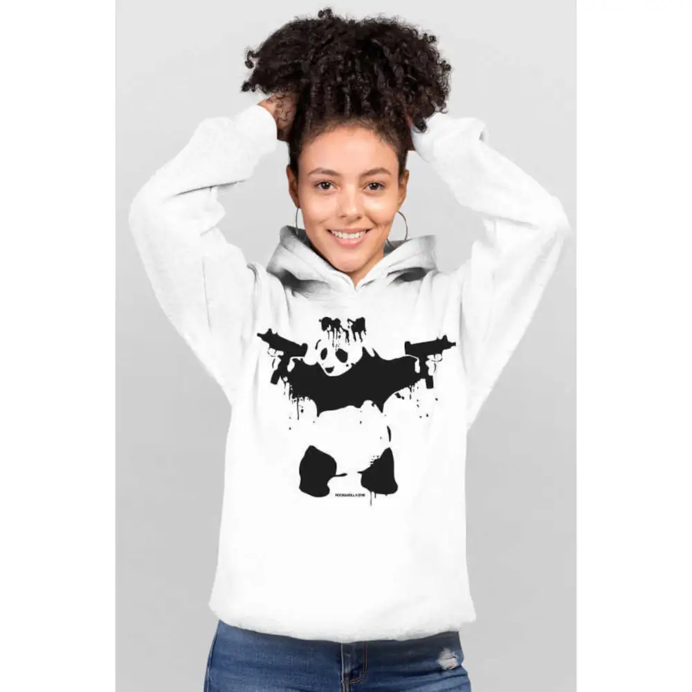 Uzi Pistol Panda Women's Hodie Thick White Sweatshirt