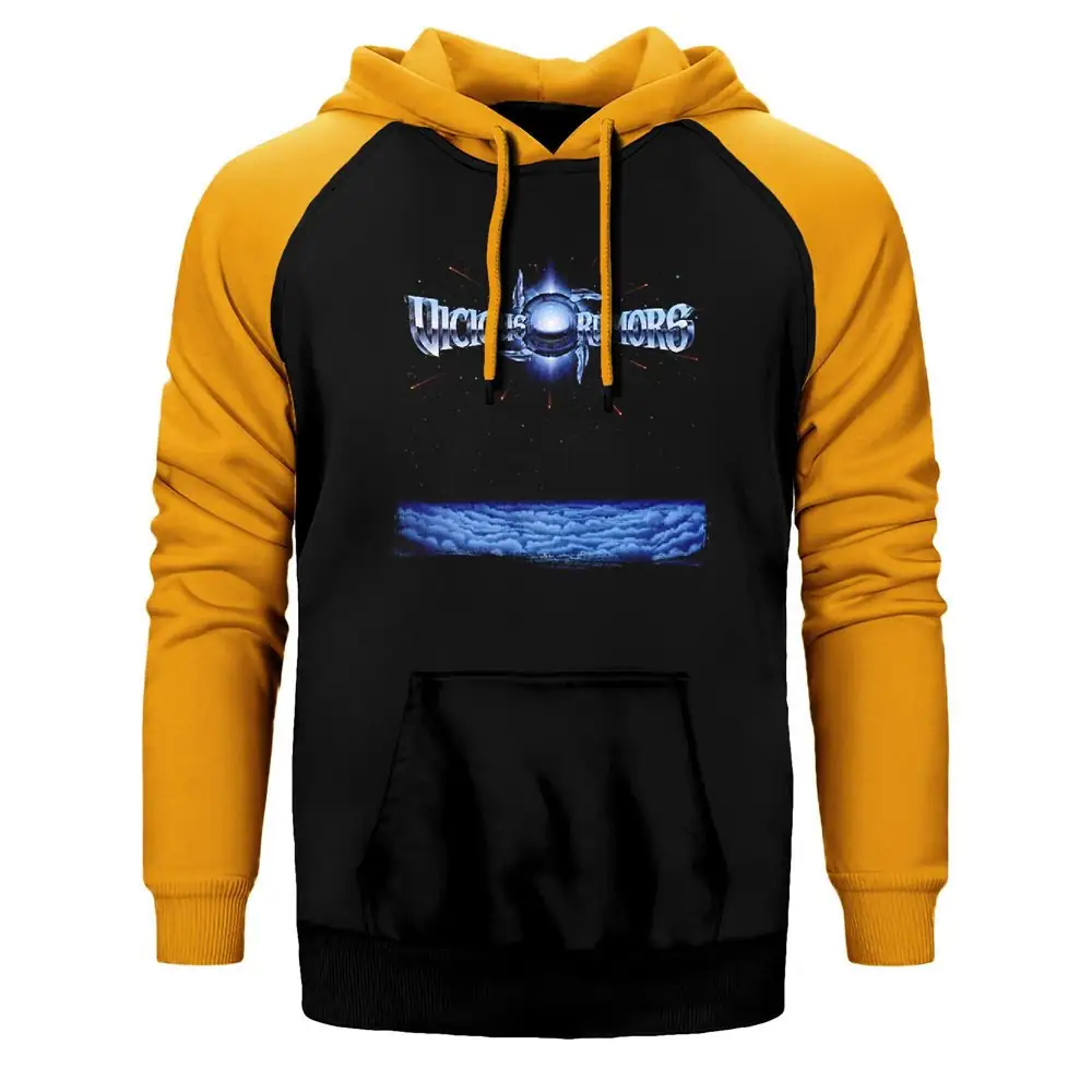 Vicious Rumors 1990 Hoodie, Double Color Raglan Sleeve Yellow Sweatshirt