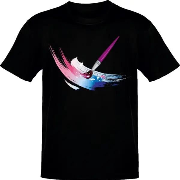 Water Color Brush  Black T-Shirt